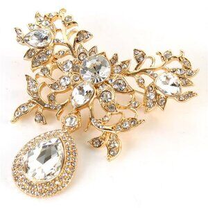 CZ Crystal Teardrop Brooch Pin  NWT